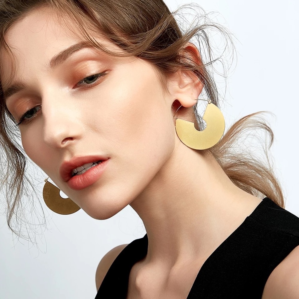 Stainless Steel geometric Heavy hoop Earrings